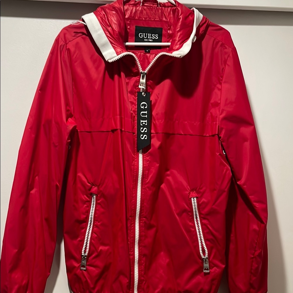 GUESS Red Windbreaker Jacket